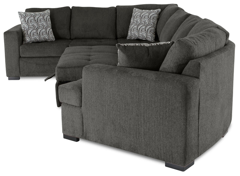 Legend 3-Piece Right-Facing Chenille Cuddler Sleeper Sectional - Pewter
