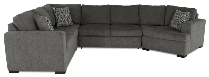Legend 4-Piece Right-Facing Chenille Cuddler Sleeper Sectional - Pewter