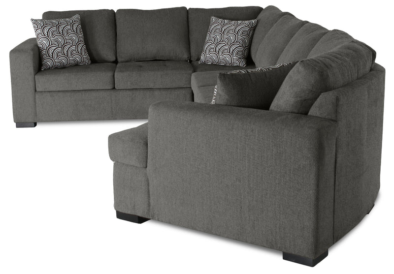 Legend 4-Piece Right-Facing Chenille Cuddler Sleeper Sectional - Pewter