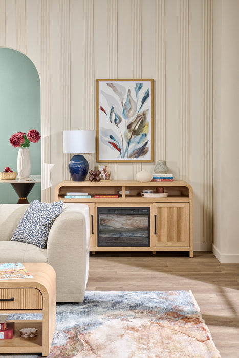 Lenore 60\" Electric Fireplace TV Stand with Storage - Natural