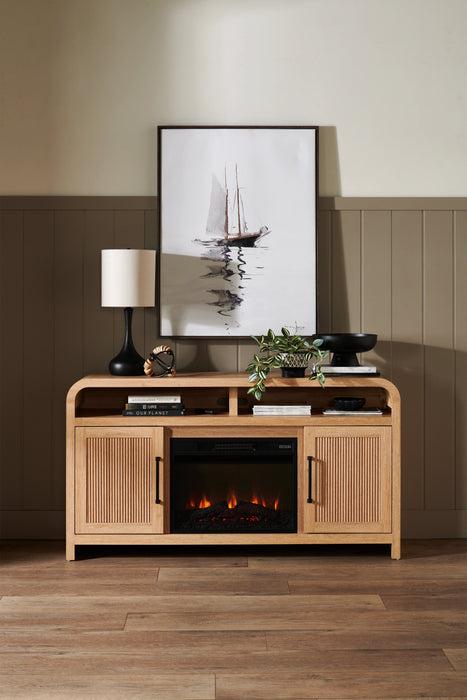 Lenore 60\" Electric Fireplace TV Stand with Storage - Natural