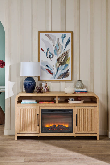 Lenore 60\" Electric Fireplace TV Stand with Storage - Natural
