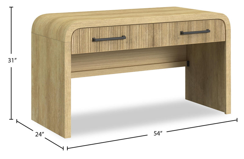 Lenore 59” Modern Sofa Table with Storage - Natural