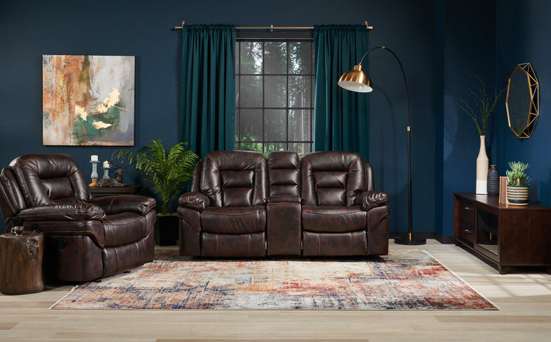 Leo Leath-Aire® Fabric Reclining Loveseat - Walnut