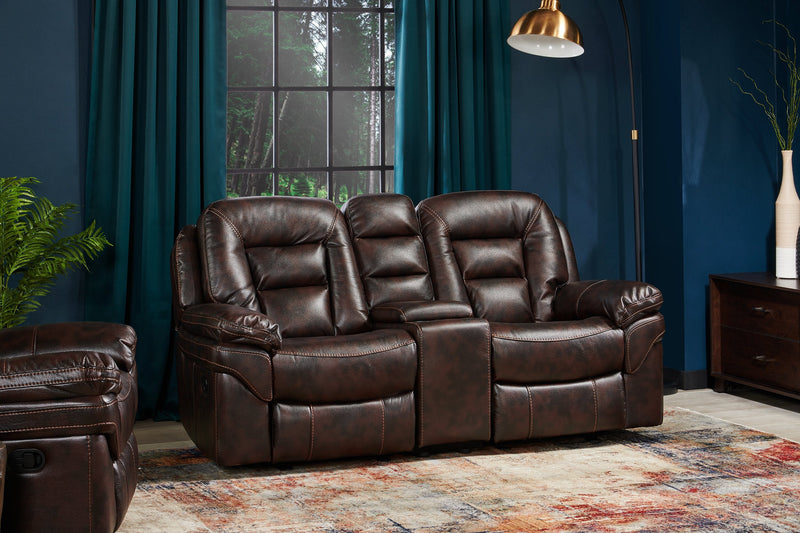 Leo Leath-Aire® Fabric Reclining Loveseat - Walnut