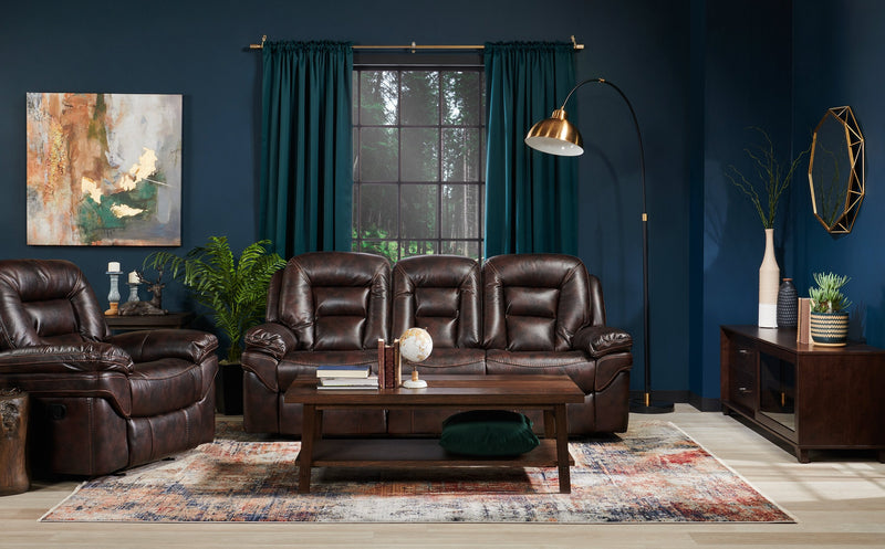 Leo Leath-Aire® Fabric Reclining Sofa - Walnut