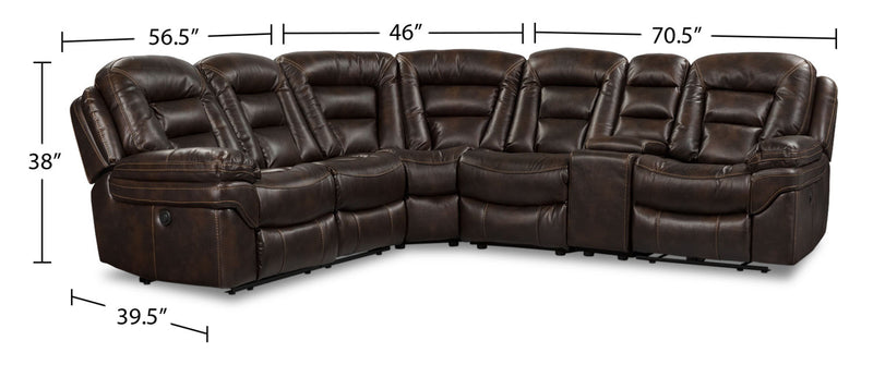 Leo 6-Piece Leath-Aire® Fabric Power Reclining Sectional - Walnut