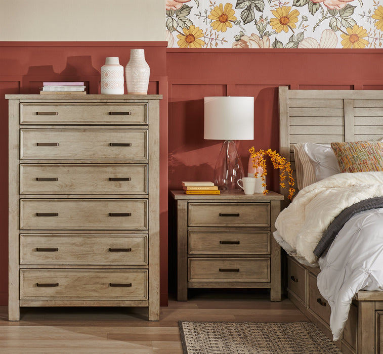 Levi Bedroom Chest of Drawers, 6-Drawer, 39\"W x 56\"H, Wood - Drift Grey 