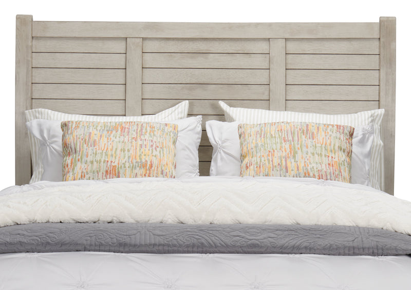 Levi Platform Storage Bed with Headboard & Frame, Wooden, Drift Grey - Queen Size 
