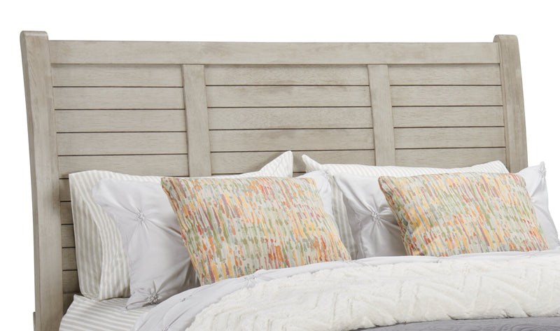 Levi Platform Storage Bed with Headboard & Frame, Wooden, Drift Grey - Queen Size 