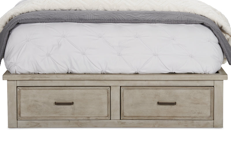 Levi Platform Storage Bed with Headboard & Frame, Wooden, Drift Grey - Queen Size 