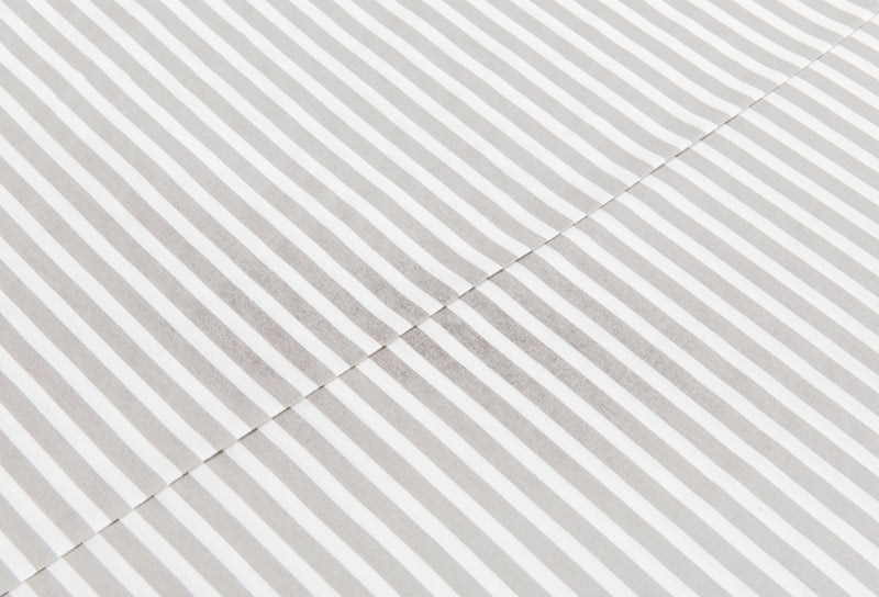 Striped 4-Piece King Cotton Sheet Set - Light Grey 