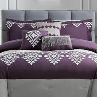 Lisbon 7-Piece King Comforter Set - Purple  