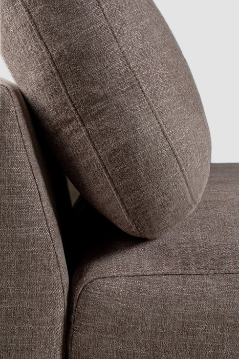 Kort & Co. Lotus Modular 36.5\" Chenille Fabric Armless Chair with Feather Down Cushions - Coffee Brown 