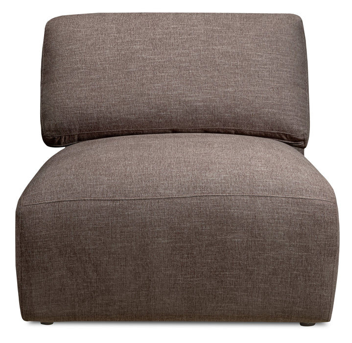 Kort & Co. Lotus Modular 36.5\" Chenille Fabric Armless Chair with Feather Down Cushions - Coffee Brown 