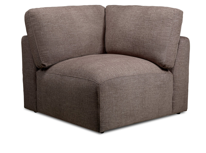 Kort & Co. Lotus Modular 40\" Chenille Fabric Corner Chair with Feather Down Cushions - Coffee Brown 