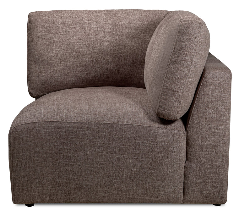 Kort & Co. Lotus Modular 40\" Chenille Fabric Corner Chair with Feather Down Cushions - Coffee Brown 