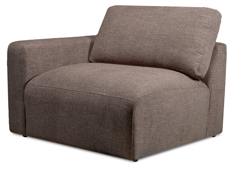 Kort & Co. Lotus Modular 42.5\" Chenille Fabric Left-Facing Chair with Feather Down Cushions - Coffee Brown 