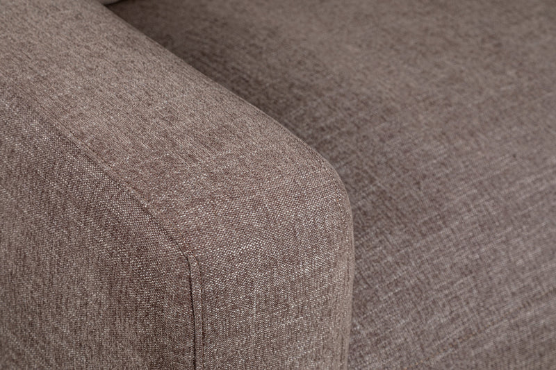 Kort & Co. Lotus Modular 42.5\" Chenille Fabric Left-Facing Chair with Feather Down Cushions - Coffee Brown 