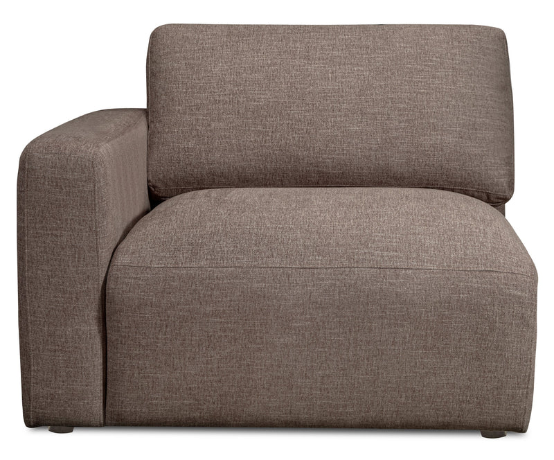 Kort & Co. Lotus Modular 42.5\" Chenille Fabric Left-Facing Chair with Feather Down Cushions - Coffee Brown 
