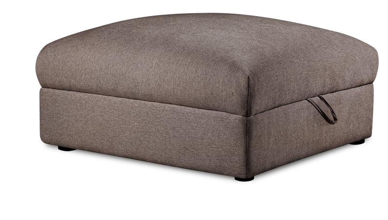 Kort & Co. Lotus Modular 38\" Chenille Fabric Storage Ottoman with Feather Down Cushion - Coffee Brown 