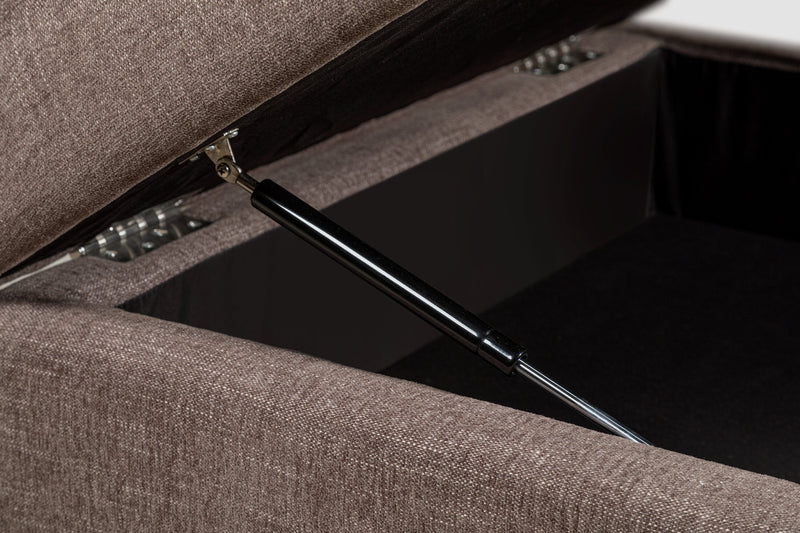 Kort & Co. Lotus Modular 38\" Chenille Fabric Storage Ottoman with Feather Down Cushion - Coffee Brown 