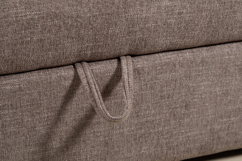 Kort & Co. Lotus Modular 38\" Chenille Fabric Storage Ottoman with Feather Down Cushion - Coffee Brown 