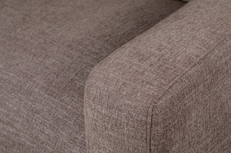 Kort & Co. Lotus Modular 42.5\" Chenille Fabric Right-Facing Chair with Feather Down Cushions - Coffee Brown 