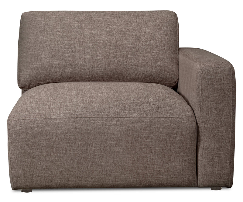 Kort & Co. Lotus Modular 42.5\" Chenille Fabric Right-Facing Chair with Feather Down Cushions - Coffee Brown 