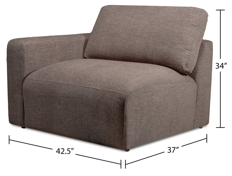 Kort & Co. Lotus Modular 5-Piece Chenille Fabric Sectional with Feather Down Cushions - Coffee Brown 