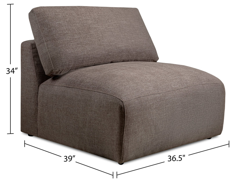 Kort & Co. Lotus Modular 5-Piece Chenille Fabric Sectional with Feather Down Cushions - Coffee Brown 