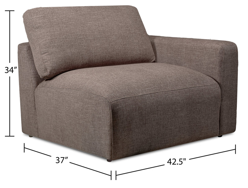 Kort & Co. Lotus Modular 5-Piece Chenille Fabric Sectional with Feather Down Cushions - Coffee Brown 