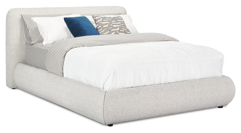 Luka Upholstered Platform Bed in Grey Fabric - Queen Size