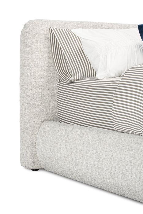 Luka Upholstered Platform Bed in Grey Fabric - Queen Size