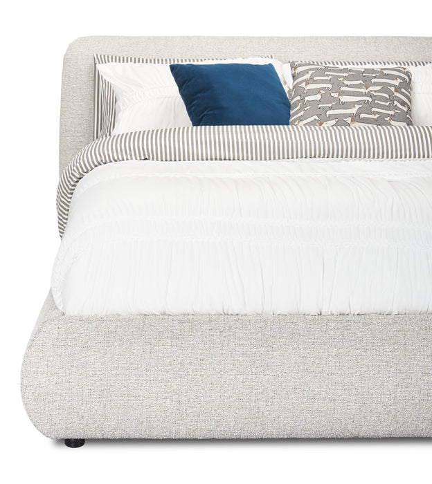 Luka Upholstered Platform Bed in Grey Fabric - Queen Size