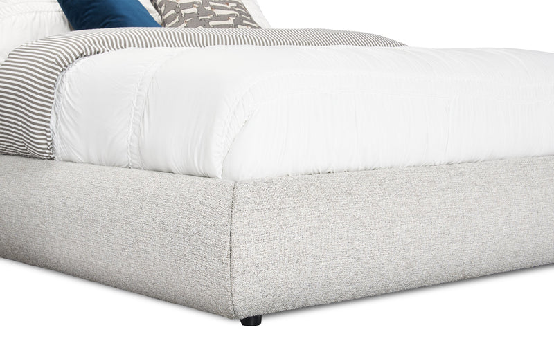 Luka Upholstered Platform Bed in Grey Fabric - Queen Size