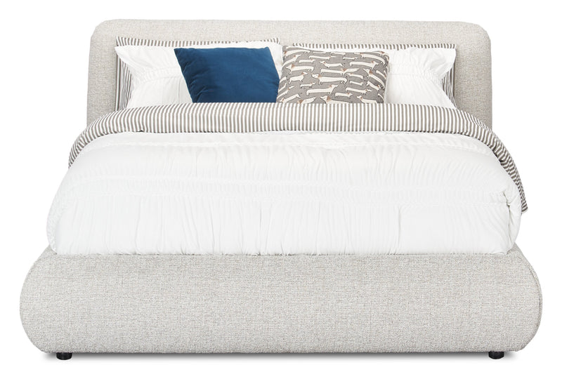 Luka Upholstered Platform Bed in Grey Fabric - Queen Size