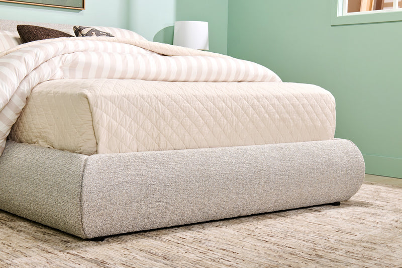 Luka Upholstered Platform Bed in Grey Fabric - Queen Size