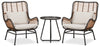 Maki 3-Piece Outdoor Patio Conversation Set with 2 Chairs & Round Metal End Table - Hand-Woven Resin Wicker, UV & Weather Resistant - Natural
