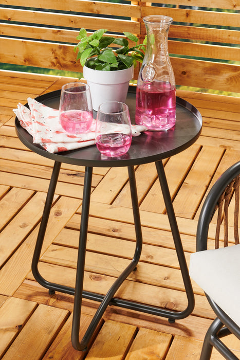 Maki 3-Piece Outdoor Patio Conversation Set with 2 Chairs & Round Metal End Table - Hand-Woven Resin Wicker, UV & Weather Resistant - Natural