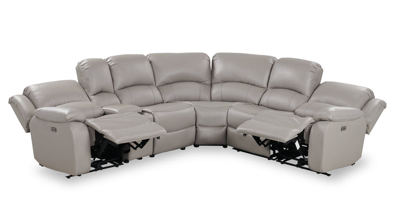 Marcel 6-Piece Genuine Leather Reclining Sectional - Grey