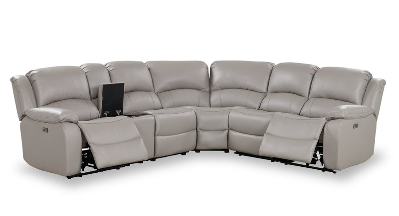 Marcel 6-Piece Genuine Leather Reclining Sectional - Grey