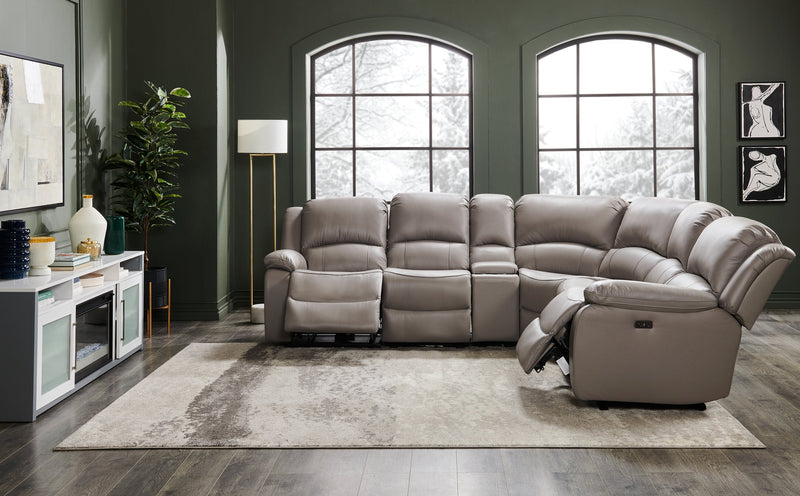 Marcel 6-Piece Genuine Leather Reclining Sectional - Grey