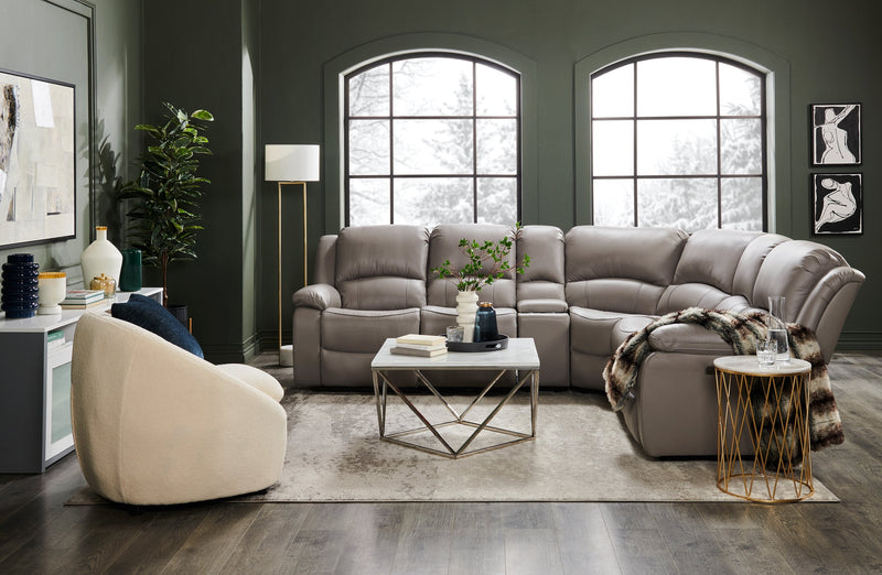 Marcel 6-Piece Genuine Leather Reclining Sectional - Grey