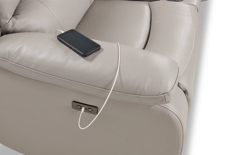 Marcel 6-Piece Genuine Leather Reclining Sectional - Grey