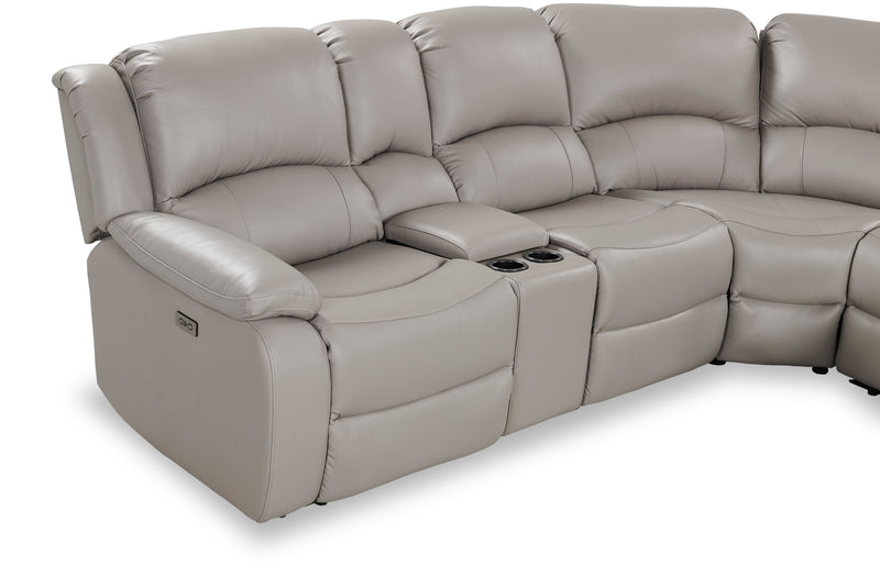 Marcel 6-Piece Genuine Leather Reclining Sectional - Grey