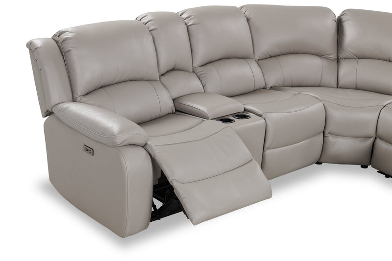 Marcel 6-Piece Genuine Leather Reclining Sectional - Grey