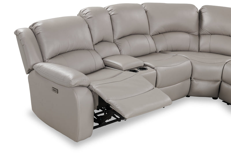 Marcel 6-Piece Genuine Leather Reclining Sectional - Grey