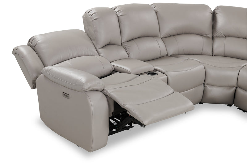 Marcel 6-Piece Genuine Leather Reclining Sectional - Grey