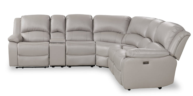 Marcel 6-Piece Genuine Leather Reclining Sectional - Grey